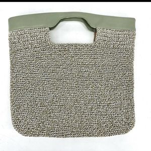 The Sak Marina Tote crochet green leather handles